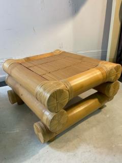 Karl Springer MODERNIST BAMBOO PAIR OF OTTOMANS - 2492623