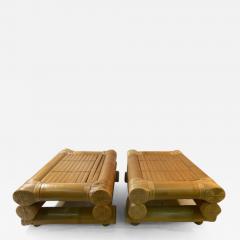 Karl Springer MODERNIST BAMBOO PAIR OF OTTOMANS - 2495785
