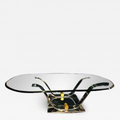 Karl Springer MODERNIST CHROME AND BRASS TULIP COFFEE TABLE IN THE MANNER OF KARL SPRINGER - 2678619