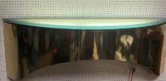 Karl Springer MODERNIST CUT OUT BRASS AND FROSTED GLASS ILLUMINATED WALL CONSOLE - 3339291