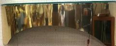 Karl Springer MODERNIST CUT OUT BRASS AND FROSTED GLASS ILLUMINATED WALL CONSOLE - 3339292