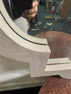 Karl Springer MODERNIST FAUX SHAGREEN MIRROR IN THE MANNER OF KARL SPRINGER - 4691183
