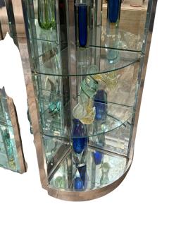 Karl Springer MODERNIST ILLUMINATED CHROME GLASS CABINET IN THE STYLE OF KARL SPRINGER - 4496447