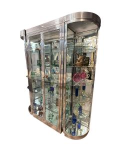 Karl Springer MODERNIST ILLUMINATED CHROME GLASS CABINET IN THE STYLE OF KARL SPRINGER - 4496448