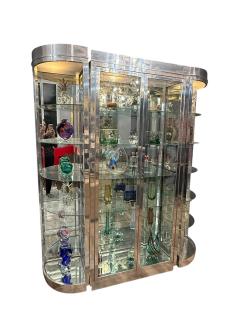Karl Springer MODERNIST ILLUMINATED CHROME GLASS CABINET IN THE STYLE OF KARL SPRINGER - 4508013