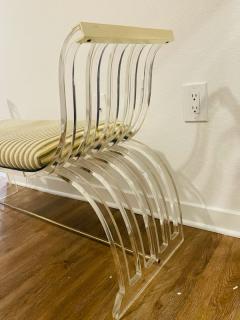 Karl Springer MODERNIST LUCITE AND GOLDTONE METAL BENCH - 1882074