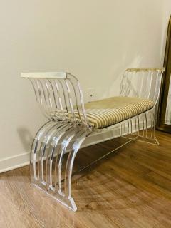 Karl Springer MODERNIST LUCITE AND GOLDTONE METAL BENCH - 1882083