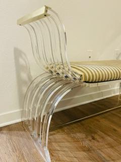 Karl Springer MODERNIST LUCITE AND GOLDTONE METAL BENCH - 1882085