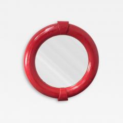 Karl Springer MODERNIST RED LACQUER ROUND MIRROR IN THE MANNER OF KARL SPRINGER - 4468919