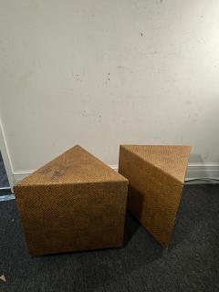 Karl Springer MODERNIST TRIANGULAR GRASSCLOTH TABLES IN THE MANNER OF KARL SPRINGER - 4691218