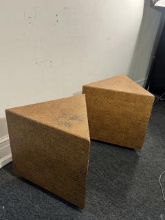 Karl Springer MODERNIST TRIANGULAR GRASSCLOTH TABLES IN THE MANNER OF KARL SPRINGER - 4691219