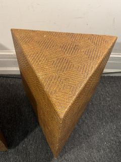 Karl Springer MODERNIST TRIANGULAR GRASSCLOTH TABLES IN THE MANNER OF KARL SPRINGER - 4691220