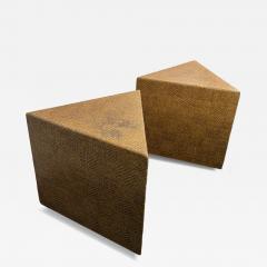 Karl Springer MODERNIST TRIANGULAR GRASSCLOTH TABLES IN THE MANNER OF KARL SPRINGER - 4693898