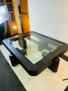 Karl Springer MONUMENTAL CUSTOM BLACK OSTRICH COFFEE TABLE BY KARL SPRINGER - 2540566