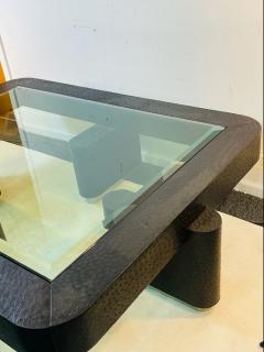 Karl Springer MONUMENTAL CUSTOM BLACK OSTRICH COFFEE TABLE BY KARL SPRINGER - 2540579