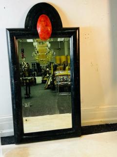 Karl Springer MONUMENTAL MODERN BLACK AND CORAL TESSELATED MIRROR - 2822560