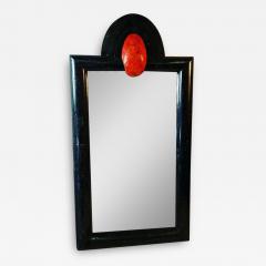 Karl Springer MONUMENTAL MODERN BLACK AND CORAL TESSELATED MIRROR - 2833082