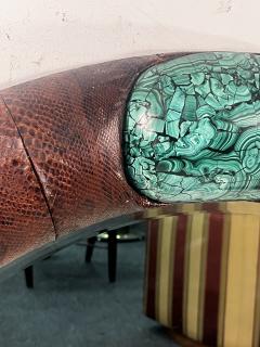 Karl Springer MONUMENTAL SNAKESKIN AND MALACHITE ROUND MIRROR BY KARL SPRINGER - 3318041