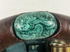 Karl Springer MONUMENTAL SNAKESKIN AND MALACHITE ROUND MIRROR BY KARL SPRINGER - 3318042