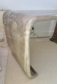 Karl Springer Magnificent Karl Springer Waterfall Console Table in Gray Goatskin Mid century - 4429013