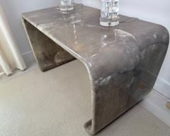 Karl Springer Magnificent Karl Springer Waterfall Console Table in Gray Goatskin Mid century - 4429094