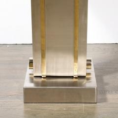 Karl Springer Mid Century Brass Stainless Steel Glass Tulip Console Table by Karl Springer - 3925895