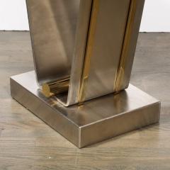 Karl Springer Mid Century Brass Stainless Steel Glass Tulip Console Table by Karl Springer - 3925898