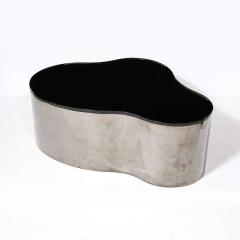 Karl Springer Mid Century Free Form Cocktail Table in Gunmetal Vitrolite by Karl Springer - 3352261