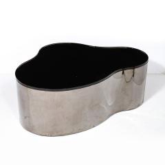 Karl Springer Mid Century Free Form Cocktail Table in Gunmetal Vitrolite by Karl Springer - 3352267