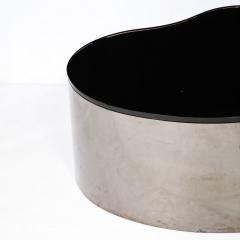 Karl Springer Mid Century Free Form Cocktail Table in Gunmetal Vitrolite by Karl Springer - 3352269