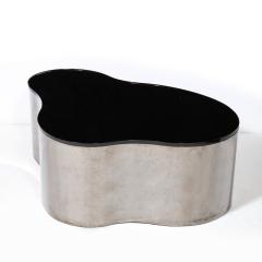 Karl Springer Mid Century Free Form Cocktail Table in Gunmetal Vitrolite by Karl Springer - 3352301