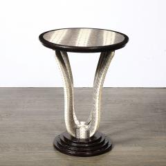 Karl Springer Mid Century Gueridon Table in Python Leather with Stepped Base by Karl Springer - 4653757