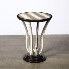 Karl Springer Mid Century Gueridon Table in Python Leather with Stepped Base by Karl Springer - 4653758