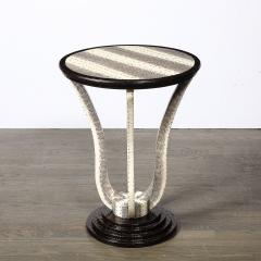 Karl Springer Mid Century Gueridon Table in Python Leather with Stepped Base by Karl Springer - 4653759
