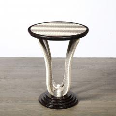 Karl Springer Mid Century Gueridon Table in Python Leather with Stepped Base by Karl Springer - 4653824