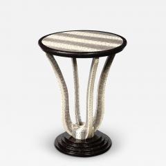 Karl Springer Mid Century Gueridon Table in Python Leather with Stepped Base by Karl Springer - 4659938