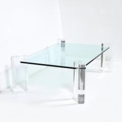 Karl Springer Mid Century Lucite Bullet Form Supports Glass Coffee Table by Karl Springer - 4826930