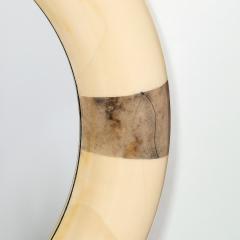 Karl Springer Mid Century Modernist Cream Lacquered Goat Skin Round Mirror by Karl Springer - 4622863
