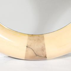 Karl Springer Mid Century Modernist Cream Lacquered Goat Skin Round Mirror by Karl Springer - 4622915