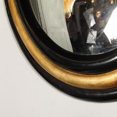 Karl Springer Mid Century Modernist Gilt Black Lacquered Convex Mirror by Karl Springer - 4653895