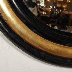 Karl Springer Mid Century Modernist Gilt Black Lacquered Convex Mirror by Karl Springer - 4653915