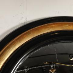 Karl Springer Mid Century Modernist Gilt Black Lacquered Convex Mirror by Karl Springer - 4653929