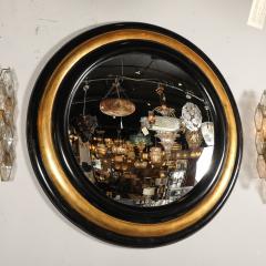 Karl Springer Mid Century Modernist Gilt Black Lacquered Convex Mirror by Karl Springer - 4653930