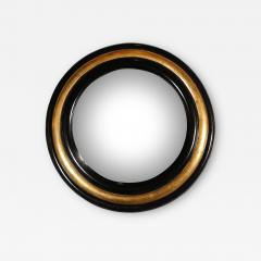 Karl Springer Mid Century Modernist Gilt Black Lacquered Convex Mirror by Karl Springer - 4659948