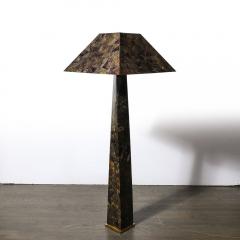 Karl Springer Mid Century Modernist J M F Floor Lamp in Tessellated Penshell by Karl Springer - 3473923