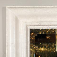 Karl Springer Mid Century Modernist Molding Mirror in White Python by Karl Springer - 3998161