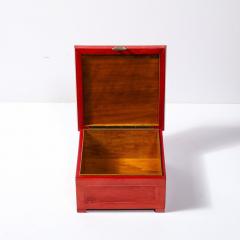 Karl Springer Mid Century Modernist Vermillion Red Lacquered Goat Skin Box by Karl Springer - 3976356