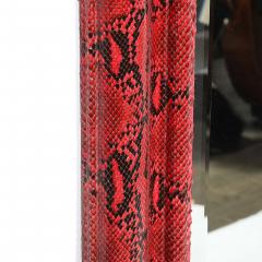 Karl Springer Mid Century Molding Mirror in Red Black Python Leather by Karl Springer - 4654318