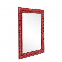 Karl Springer Mid Century Molding Mirror in Red Black Python Leather by Karl Springer - 4654354