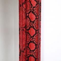 Karl Springer Mid Century Molding Mirror in Red Black Python Leather by Karl Springer - 4654360